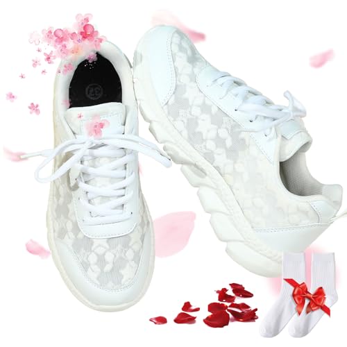 Women's Luxurious Orthopedic Sneakers, 2024 New Hollow Breathable Mesh Shoes (White,6.5)