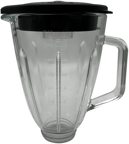 Frasco redondo de vidrio de 6 tazas con tapa, compatible con mezcladores Hamilton Beach modelo 5222525020052204542005422054221, Cuisinart