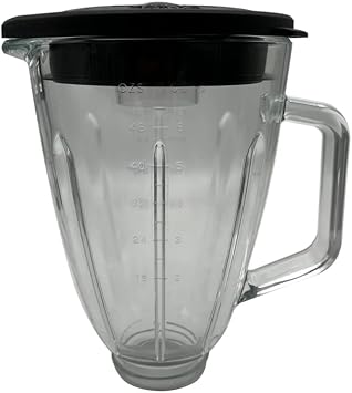 6 Cup Round Glass Blender Jar with lid,Compatible with Hamilton Beach Blenders MODEL 522252/50200/52204/54200/54220/54221, Cuisinart SPB-10/SPB-7/SPB-10CH/SPB-10BC/BFP-703/BFP-703CH 6 cups