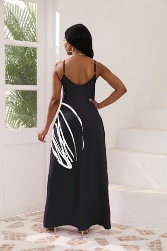 Image of vunahzma Womens Casual Fashion Sleeveless Plus Size Loose Long Sexy Maxi Dress with Pockets