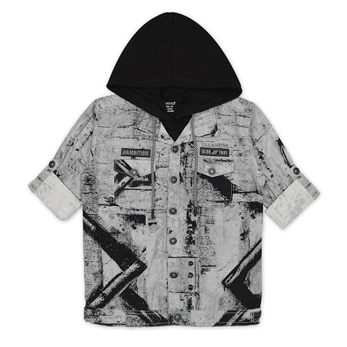 Image of CAVIO Boys Printed Casual Jacket With Hooded T-Shirt