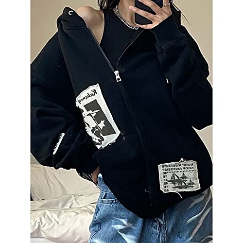 Gothic Hoodie With Hat Print - Dark Harajuku Sportswear With Patches - Casual Oversize Street Hip Hop Trend4