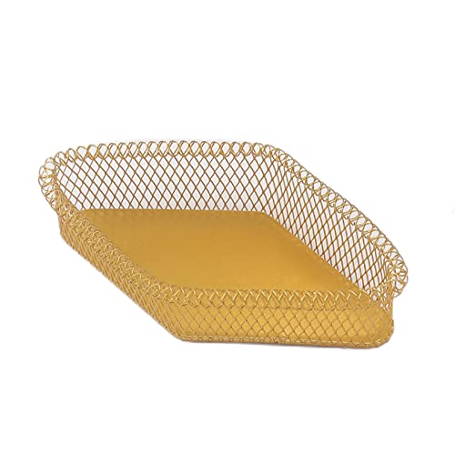 MUMUJIN Rhombus Fruit Panier Métal Lek Plaque Fruit Plaque Snack Basket Séjour Salon Desktop Home Table Basse(Size:23X13CM)