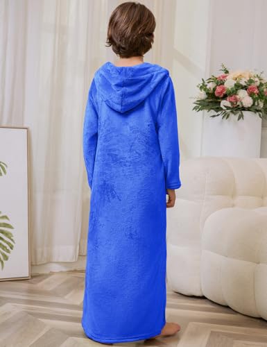 Image of Jxstar Girls Bathrobes Kids Long Hooded Robes Plush Full Length Coral Fleece Pajamas Sleepwear