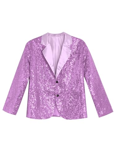Kids Sequin Blazer Jacket Girls Glitter Notched Collar Long Sleeve Button Down Suit Coat for Performance