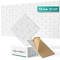 Soundsbay Acoustic Panels Self Adhesive, 12 Pack High Density Sound Proof Foam Panels for Walls, 12" X 12" X 0.4" Soundproof Wall Panels, Brick Acoustic Wall Panels for Home, Ceiling White
