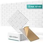 Soundsbay Acoustic Panels Self Adhesive, 12 Pack High Density Sound Proof Foam Panels for Walls, 12" X 12" X 0.4" Soundproof Wall Panels, Brick Acoustic Wall Panels for Home, Ceiling White
