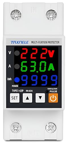 Image of XPR3SS AVR-63S 63A Single Phase Energy Meter | DIN Rail Digital kWh Meter with Over /Under Voltage + Over Current Protection | Adjustable Voltage Protector Relay with Auto Recovery From Overload