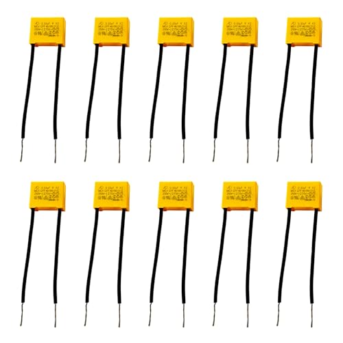 10 Pezzi Condensatori di Sicurezza X2 0,33µF 275V, Condensatore Soppressione LED Antidisturbo, Film in Poliestere, per Apparecchi Elettronici LED Alimentatori Switching, Soppressione Interferenze