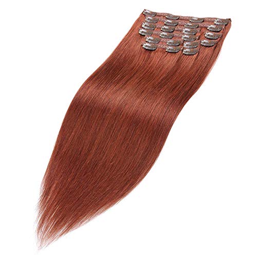 Dark Auburn Clip in Hair Extensions Full Head, Re4U 14