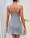 CHICME Women's Lace Trim Side Slit Modal Cami Sleep Dress Loungewear Cute Night Gowns for Women Gray-L
