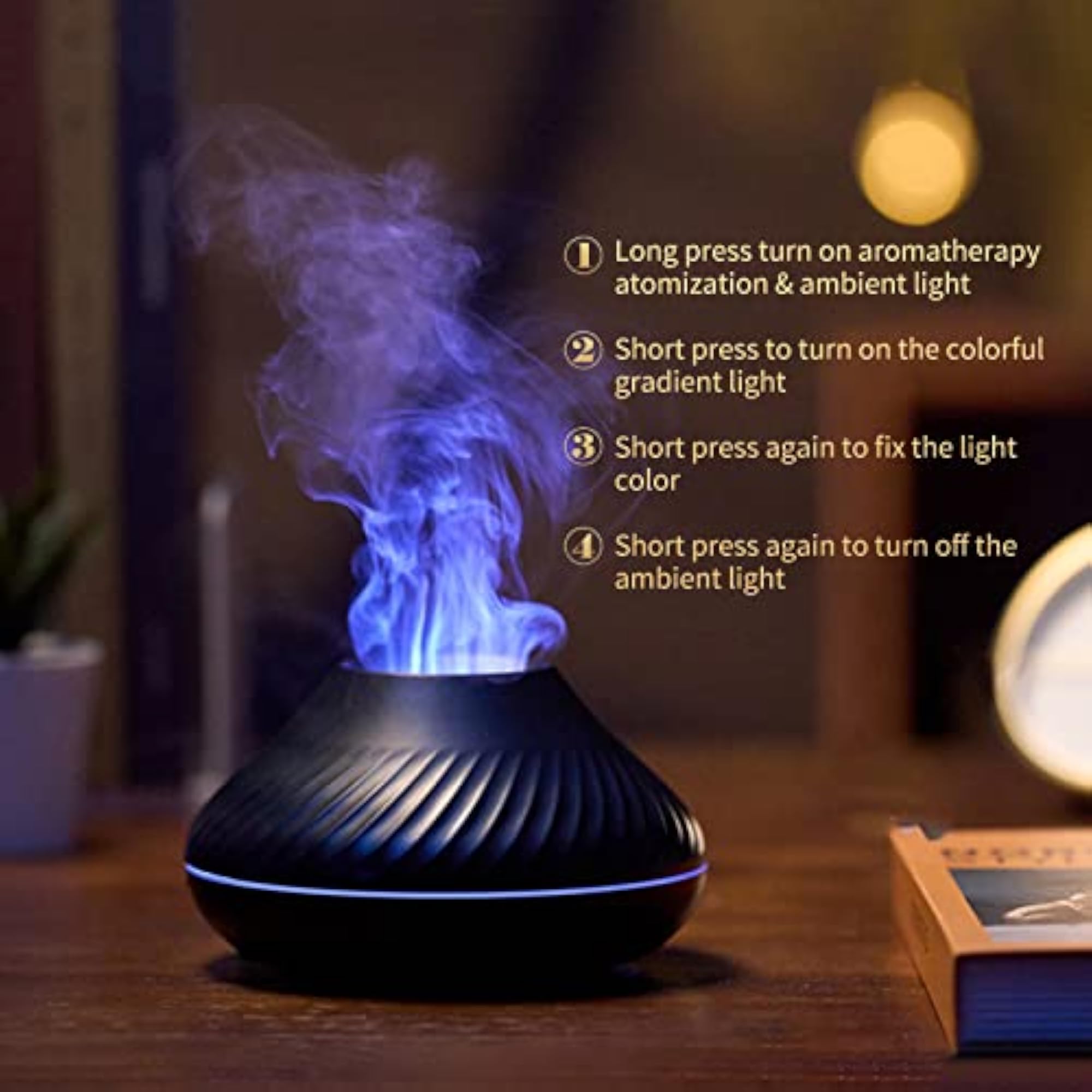 Flame Mist Aromatherapy Diffuser with 7 Night Lights