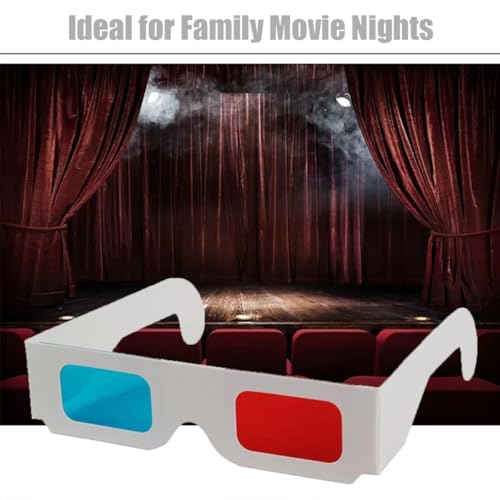 image for TARANDUS 3D Glasses for Movies Red/Cyan Cardboard 3D Glasses in White 