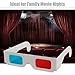 TARANDUS 3D Glasses for Movies Red/Cyan Cardboard 3D Glasses in White Frame Anaglyph Cardboard for Movies - Folded in Protective Sleeve (3Packs)