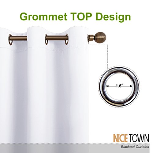 NICETOWN Extra Wide and Long Curtain - Thermal Insulated Drape Voice Canceling for Room Divider/Patio/Glass Door (White, 100 inches Width, 108 inches Length, Single Piece)