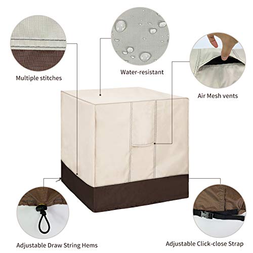Image of Qualward Air Conditioner Cover for Outside Units, AC Cover for Outdoor Central Unit Heavy Duty Water-Resistant Design - Square Fits up to 24 x 24 x 30 Inches