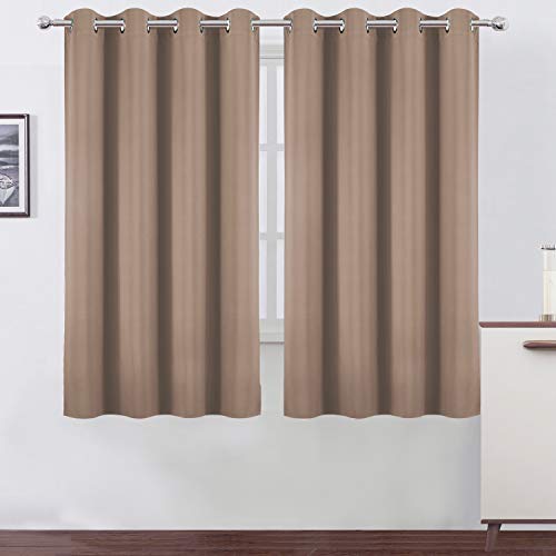 Image of LEMOMO Cappuccino Blackout Curtains 66 x 63 Inch Length /Set of 2 Curtain Panels /Thermal Insulated Room Darkening Blackout Curtains for Bedroom