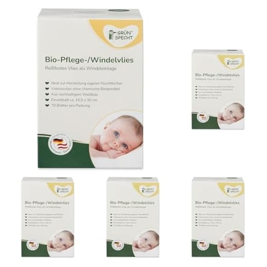 GRÜNSPECHT Bio-Pflege-/Windelvlies, Einlage für Stoffwindeln, 100% biologisch abbaubar, weich, reißfest & saugstark, Spendersystem für Wickeltisch, 70 Blätter (699-00) (Packung mit 5)
