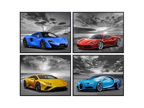 Lamborghini McLaren Ferrari Bugatti Wall Art - Boys Room Decor