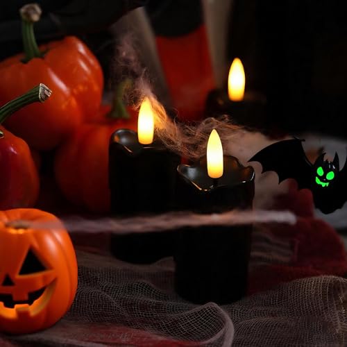 Image of CANDLE CHOICE Battery Operated Flameless Votives with Auto Daily Cycle Timer Long Lasting Realistic Black Wick Electric LED Candles Wedding Party Holiday Halloween Christmas Decorations 6 Pack Black