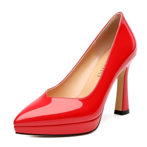 Womens Platform Heeled Pumps, Pointed Toe Stilettos Pumps for Women, Platform Heels Dress Pumps 4