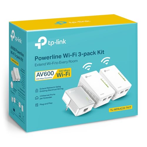 Image of TP-Link AV600 Powerline Wi-Fi Triple KIT, Wi-Fi 300Mbps, 2 Fast Ports, Plug and Play, Wi-Fi Clone, Pair Button (TL-WPA4220 TKIT)