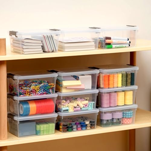 Image of Citylife 1.3 QT 30 Packs Small Storage Bins Plastic Storage Container Stackable Box with Lids for Organizing, Clear White