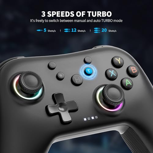 Image of AceGamer Aurora 2.4G Wireless Bluetooth Controller for Windows PC /Switch /Stem /iOS /Android,PC Gamepad Joystick with Hall Effect Joystick, Linear Resonant Actuator, Programmable Back Button (Black)