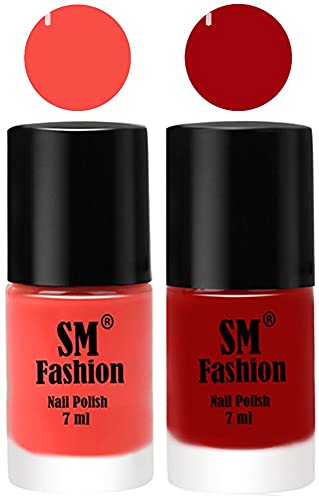 Image of Long Lasting Nail Polish | Nail Paint Combo 7 ml Each) - Set of 2 Coral-Light Red