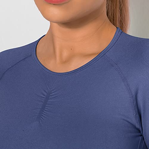 Conjuntos de Top Feminino Outono Verão 2023 Roupas Moda Manga Longa Gola Redonda Sem Costura Esporte