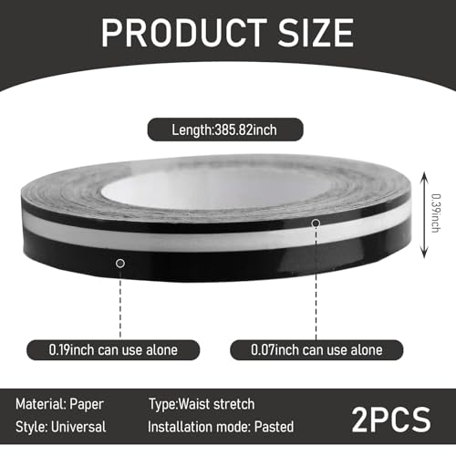 Image of 2 PCS Car Waistline Body Sticker, Waterproof Pinstripe Design, 32.1Ft x 0.4In Personalized Decoration, Free Cutting DIY, Universal Vehicle External Decals for Most Car (Black)