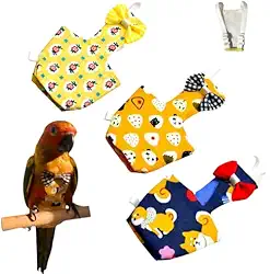 3 peças de fraldas de papagaio laváveis para pássaros, reutilizáveis, fraldas, roupas de fraldas respiráveis para periquito, arara, periquito, conure, calopsita (M)
