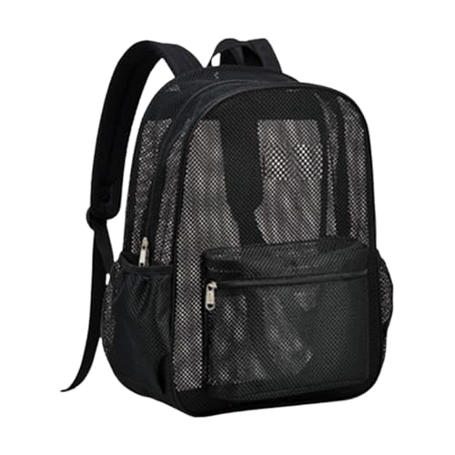 Black Mesh Backpack, See-Through Lightweight Backpack, Comfortable Semi-Transparent Design, Spacious and Breathable, Ideal for College, Beach, Fitness, and Sports Use