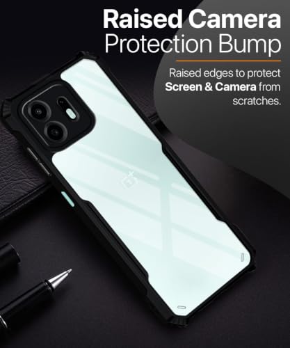 Image of WOW IMAGINE Shock Proof Clear Back Case Mobile Cover for 1+ OnePlus N6 5G (Hard | Hybrid PC + TPU | Full Armour Device & Camera Protection | Black)