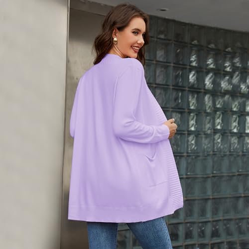 Image of Women's Open Front Cardigan with Pockets Long Sleeve Casual Knit Sweaters