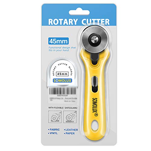 image for SOMOLUX 45mm Rotary Cutter with 45mm 5 Pcs Replace blades for Quilting
