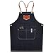 KUYWLMKMZZ Fartuch roboczy krowa fartuch czarny męski fartuch na szelkach fartuch fryzjerski odpowiedni do domu kuchni gotowania kelnerki szefa kuchni fartuch ogrodniczy (kolor: Czarny)