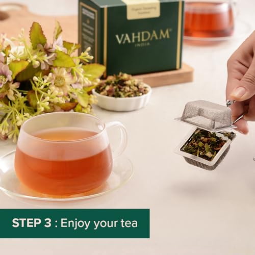 Image of VAHDAM, Square Tea Infusers for Loose Tea | 18 /8 Stainless Steel with Fine Mesh | Best Strainer for Kitchen | Use as Tea Maker or Tea Filter
