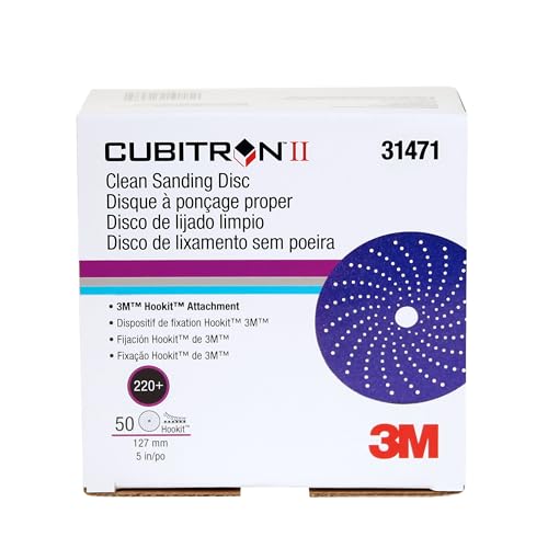 Image of 3M Cubitron II Hookit Clean Sanding Abrasive Disc 31471, 5 in, 220+ Grade, Pack of 50 Discs, Virtually Dust-Free, High Performance, Long Lasting, Multi-Hole Pattern, for Automotive Sanding