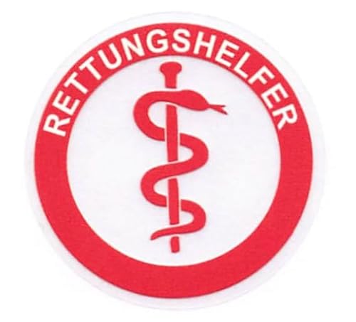 2 Rettungsdienst Feuerwehr Helmaufkleber Aufkleber Äskulapstab Text: RETTUNGSHELFER