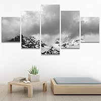 SIGNWIN 5 Panel Canvas Wall Art Monochromatic Mountains for Home Decorations Ready to Hang - 60