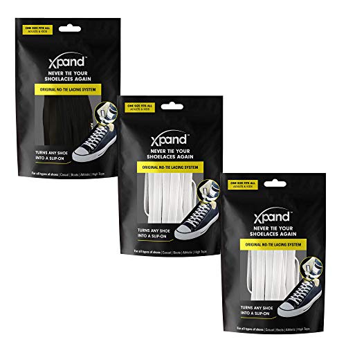 Xpand No Tie Elastic Shoelaces [3 Pairs] Move Smarter, Never Tie Again. Convenience and Comfort for Busy Parents.