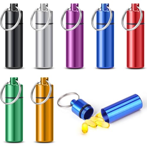 COYUN 7 Mini Porta Pillole in Alluminio, Portapillole Portachiavi, Capsula, Scatolina Porta Medicinali da Viaggio in Salute e Cura Della Persona per All'aperto