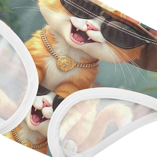 Cotton Girls Underwear Toddlers Cute Cat Hat Glasses Panties for Girl Artistic Kids Briefs Undies 2t4