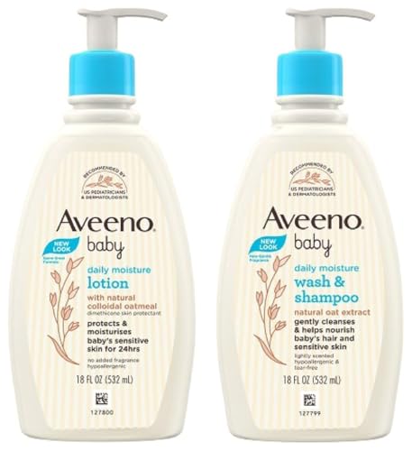 Aveeno Baby Daily Moisture Wash & Shampoo 532 ml & Daily Moisturi...
