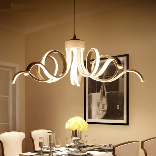 Plafonnier LED moderne salon suspendu artistique blanc dimmable - 2