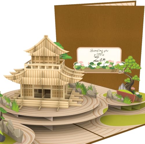 PopLife® Japanese Zen Garden 3D Pop Up Card - Sending you a little ZEN Thank You Card, Get Well, Mother's Day, Valentine's Day, Sympathy, Surprise for a Gardener - For Mom, Dad, Sister, Grandma