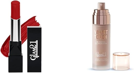Glam 21Ultra Velvet Lipstick | Long-lasting stay on lips | Lovely matte finish | 2.5gm | Hot Red-1Velvet Touch Oil Control...