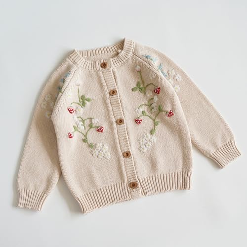 Baby Girl Cardigan Sweater Toddler Knit Embroidery Button Long Sleeve Coat Outwear Fall Winter Clothes2