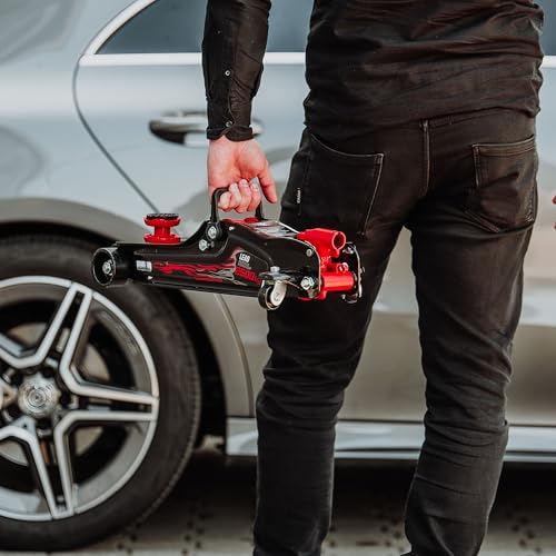 LEHMANN Hydraulischer Wagenheber 2,5T, Hubhöhe 85-360 mm, 360° Rollen, 2 Gummiauflage,...